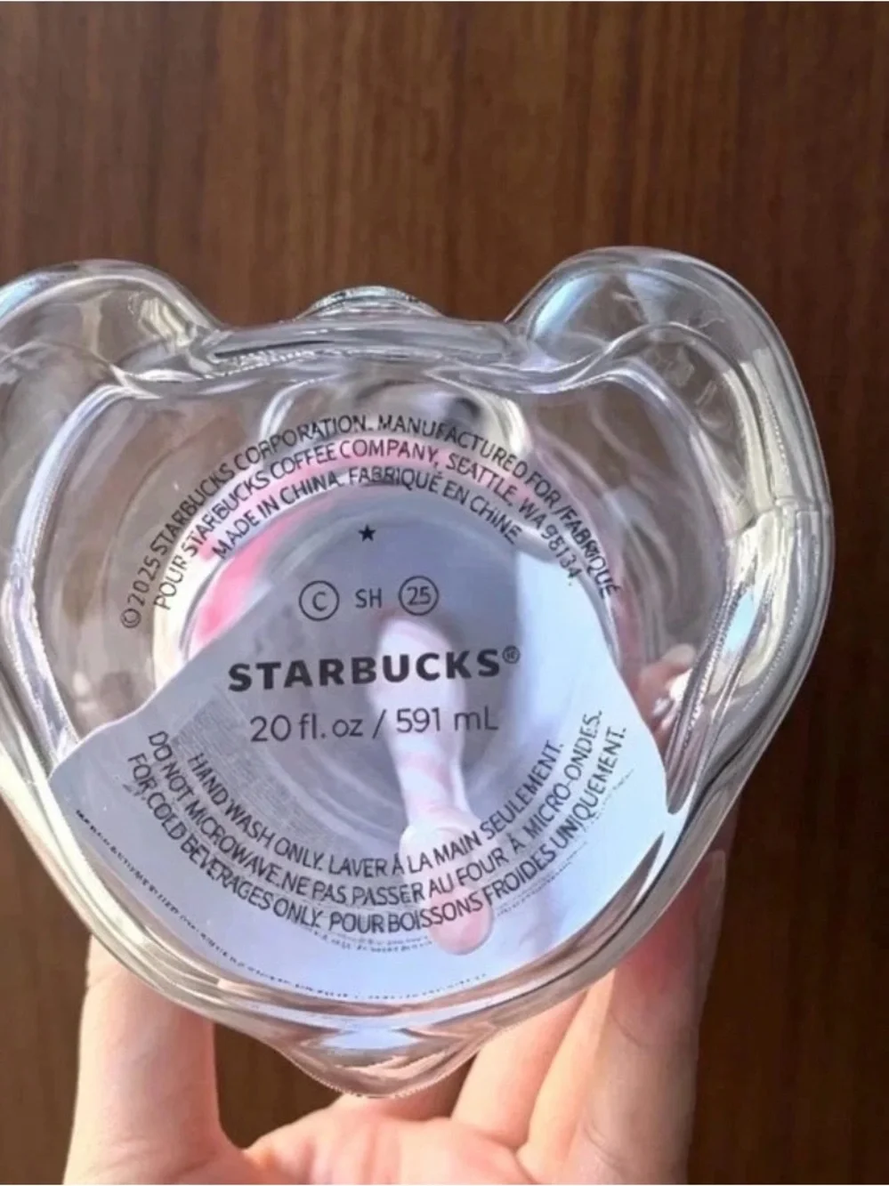 NEW Starbucks Barista Bear Glass 20oz Bottle - RED